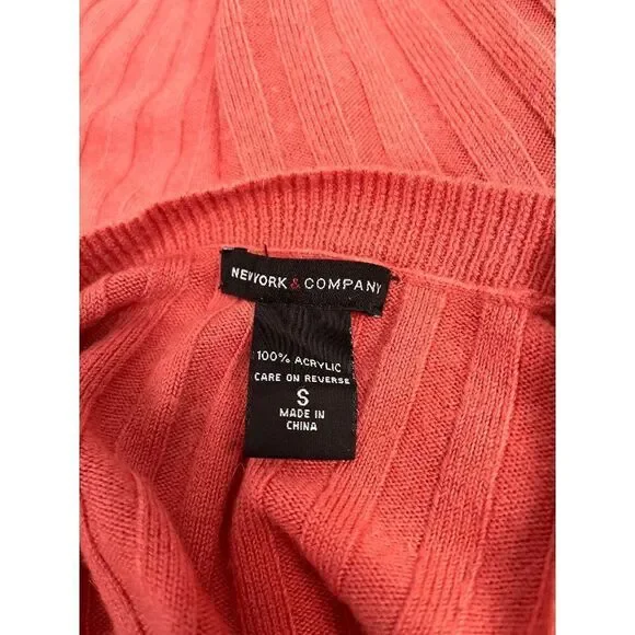 New York & Company Womens Pullover crew neck Ribbed Knit Sweater Red Size Small - Picture 2 of 4